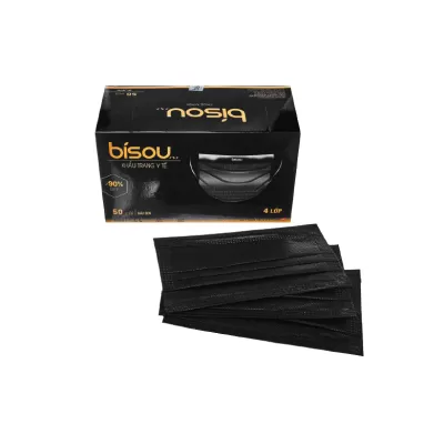 Khẩu Trang Y Tế 4 Lớp Bisou Đen Hộp 50 Cái